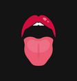open mouth women lips and tongue logo on black vector image