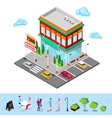 isometric city restaurant fast food cafe vector image