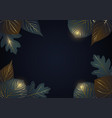 luxurious abstract leaves with golden lines vector image vector image