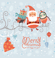 santa claus and owls vector image