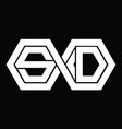 sd logo monogram with hexagon template vector image vector image