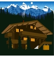 wooden chalet in mountain alps at night vector image