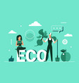healthy eco green food concept with cartoon farmer vector image vector image