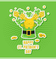 kitten sits in a leprechaun hat and bouquets vector image vector image
