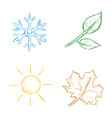set isolated color sketch season icons vector image