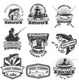 set of trout fishing emblems isolated on white vector image vector image