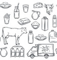 hand drawn milk product seamless pattern vector image vector image