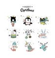 merry christmas hand drawn cute doodles stickers vector image