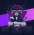 raccoon gangster mascot gamer logo vector image vector image