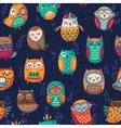 seamless pattern with tribal owls vector image