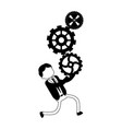 businessman holding gears in black and white vector image vector image