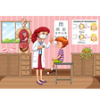doctor checking up boy health in clinic vector image