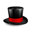 black cylinder hat with red ribbon vector image