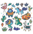 creative set with yeti unicorn dragon mermaid vector image vector image