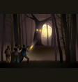 children adventure in the jungle and find a scary vector image vector image
