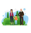 family people walk in summer city park together vector image vector image