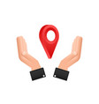 map pointer in hand on white background vactor vector image vector image