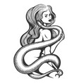 sexy woman with snake vector image vector image