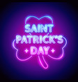st patricks day neon sign on dark background vector image vector image