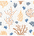 seamless pattern with orange and blue corals vector image
