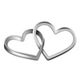 silver interwined heart rings vector image vector image