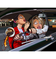 Cartoon clumsy women in the car Royalty Free Vector Image