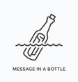 message in a bottle flat line icon outline vector image vector image