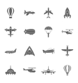 aircraft icons set black vector image