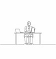 continuous one line drawing robots sitting near vector image vector image