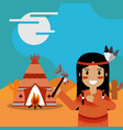 native american people cartoon vector image vector image