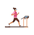 sport woman wear vr glasses running on treadmill vector image
