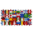 puzzle flag icon set background vector image vector image