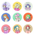 cute comics anime girl emotion sticker isolated vector image