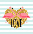 cute card with flamingos love and valentine s day vector image
