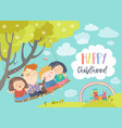 happy kids flying on a swing vector image