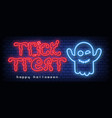 trick or treat neon banner vector image vector image