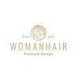hipster woman with long hair line logo design vector image