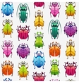 seamless pattern with funny cartoon colorful bugs vector image vector image