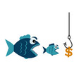 fishing with a dollar hook and fish vector image