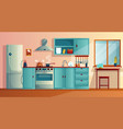 Cartoon set kitchen counter Royalty Free Vector Image