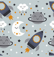 seamless pattern with rocketmoonplanet vector image vector image