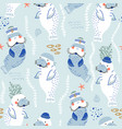 seamless childish pattern with cute manatees vector image