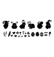 black bunny spring elements silhouettes bunnies vector image