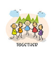 doodle cartoon figure people meet together vector image vector image