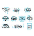 research science subjects lettering icons vector image vector image