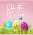easter background eggs on grass with spring vector image vector image