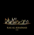 gold silhouette of ras al-khaimah on black vector image