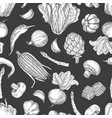 hand drawn vegetables vintage seamless pattern vector image