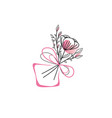logo flower black pink vector image