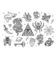 vintage monochrome tattoos set vector image vector image